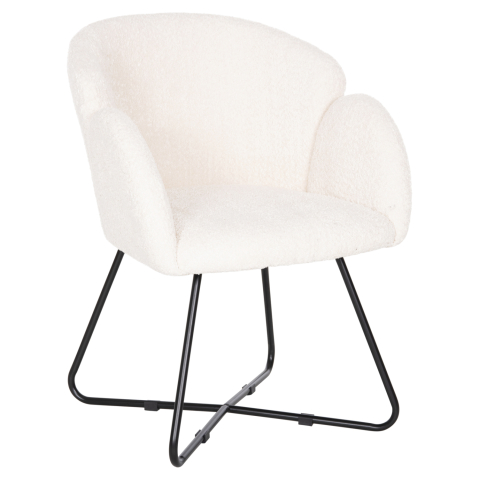 Fotolii - ARMCHAIR HARNIS HM9603.06 ECRU BOUCLE-BLACK METAL BASE 59.5x64x77 cm.