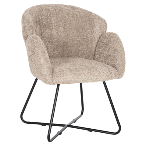 Fotolii - ARMCHAIR HARNIS HM9603.08 BEIGE BOUCLE-BLACK METAL BASE 59.5x64x77Hcm.