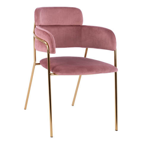 Interior - ARMCHAIR KELSO HM8521.02 VELVET DUSTY PINK and GOLD PLATED LEGS 52,5x52x80Υ cm.