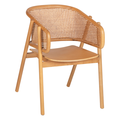 Fotolii - ARMCHAIR KENLEE HM9872 ASHWOOD AND NATURAL RATTAN IN NATURAL COLOR 57,5x55x81Hcm.