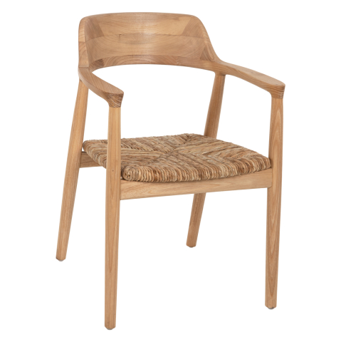 Interior - ARMCHAIR KINGSLEY HM9634.01 TEAK WOOD and STRAW MATT IN NATURAL COLOR 57,5x54x80Hcm.