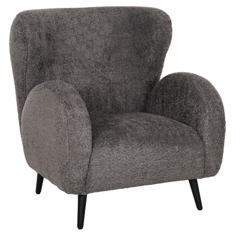 Fotolii - ARMCHAIR KRYLY HM9593.01 GREY BOUCLE FABRIC-BLACK WOODEN LEGS 83x87x89Hcm.