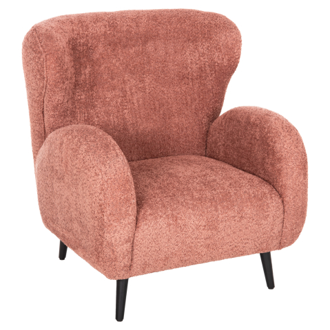 Fotolii - ARMCHAIR KRYLY HM9593.02 PINK BOUCLE FABRIC-BLACK WOODEN LEGS 83x87x89Hcm.