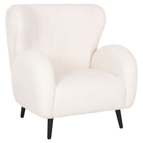 Fotolii - ARMCHAIR KRYLY HM9593.06 ECRU BOUCLE FABRIC-BLACK WOODEN LEGS 83x87x89Hcm.