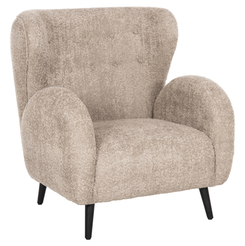 Fotolii - ARMCHAIR KRYLY HM9593.07 BEIGE BOUCLE FABRIC-BLACK WOODEN LEGS 83x87x89Hcm.