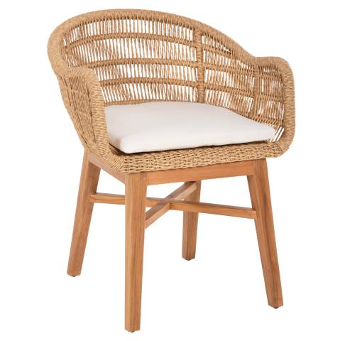 Fotolii - ARMCHAIR LAMORA HM9826 TEAK WOOD-SYNTHETIC ROPE-CUSHION 58.5x58.5x76Hcm.
