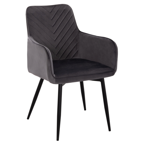 Interior - ARMCHAIR LATRELL HM8582.01 GREY VELVET and BLACK METAL LEGS 54x57x84Hcm.