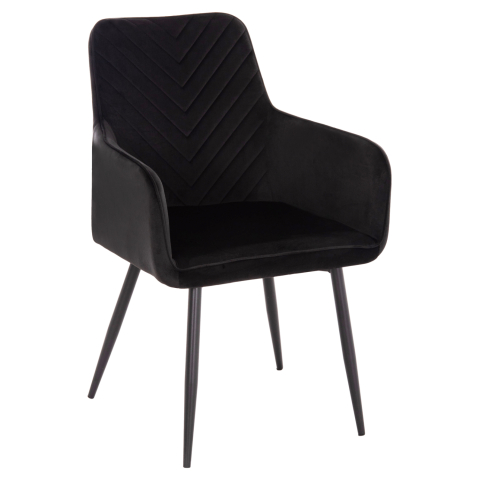 Interior - ARMCHAIR LATRELL HM8582.04 BLACK VELVET and BLACK METAL LEGS 54x57x84Hcm.