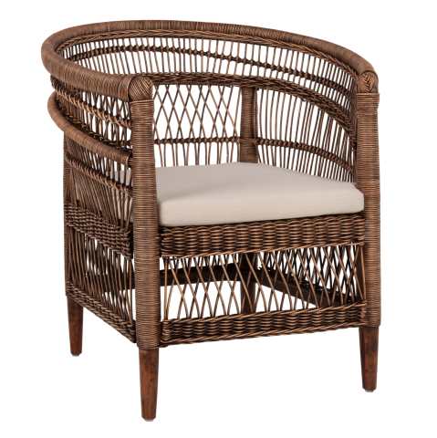 Scaune - Fotolii - ARMCHAIR MALAWI HM9635.01 MAHOGANY WOOD WITH RATTAN IN BROWN--B'RATED 80x70x86Hcm.