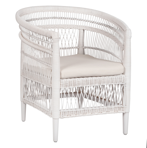 Scaune - Fotolii - ARMCHAIR MALAWI HM9635.02 MAHOGANY WOOD WITH RATTAN IN WHITE--B'RATED 80x70x86Hcm.