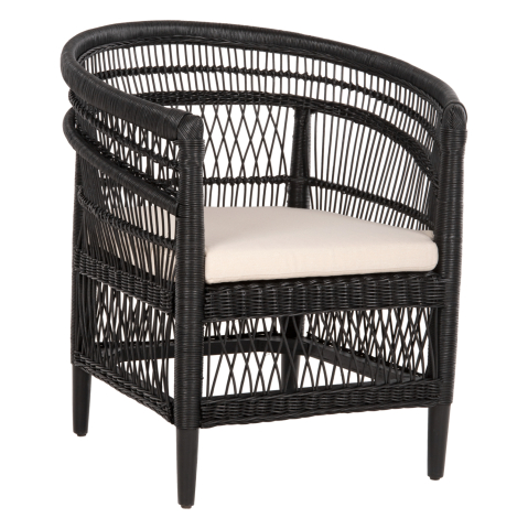Scaune - Fotolii - ARMCHAIR MALAWI HM9635.03 MAHOGANY WOOD WITH RATTAN IN BLACK--B'RATED 80x70x86Hcm.