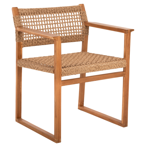Fotolii - ARMCHAIR NARLEY HM9824 TEAK WOOD-SYNTHETIC ROPE IN NATURAL COLOR 60.5x52x76Hcm.