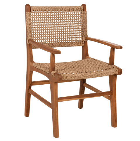 Fotolii - ARMCHAIR NESHA ΗΜ9385.11 SOLID TEAK NATURAL COLOR KNITTED RATTAN ROPE 57.5x59x90Hcm.