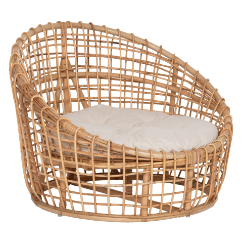 Scaune - Fotolii - ARMCHAIR-NEST ENTO HM9814 RATTAN IN NATURAL SHADE-BEIGE CUSHION 85x75x67Hcm.