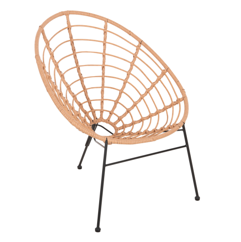 Scaune - Fotolii - ARMCHAIR NEST-TYPE ALLEGRA HM5458.11 BLACK METAL-WICKER IN BEIGE 73x78x88H cm.