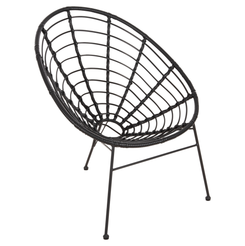 Scaune - Fotolii - ARMCHAIR NEST-TYPE ALLEGRA HM5458.12 BLACK METAL-WICKER IN BLACK 73x78x88H cm.