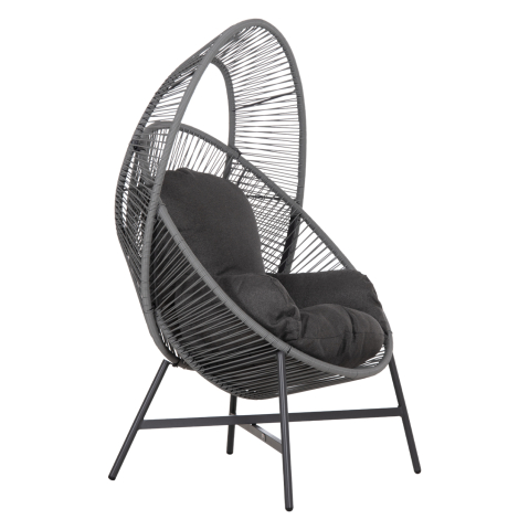 Exterior - ARMCHAIR NEST-TYPE RULER HM6506.01 GREY STEEL-P.E.RATTAN-CUSHIONS 90x85x154Hcm