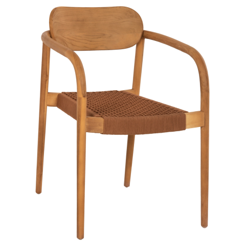 Fotolii - ARMCHAIR OSLO HM9636.01 TEAK WOOD IN NATURAL and ROPE--B'RATED 55x54x80Hcm.