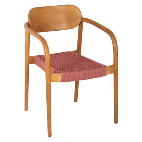 Fotolii - ARMCHAIR OSLO HM9636.06 TEAK WOOD IN NATURAL and ROPE--B'RATED 55x54x80Hcm.