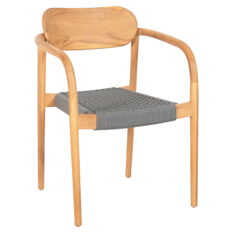 Fotolii - ARMCHAIR OSLO HM9636.08 TEAK WOOD IN NATURAL and ROPE--B'RATED 55x54x80Hcm.