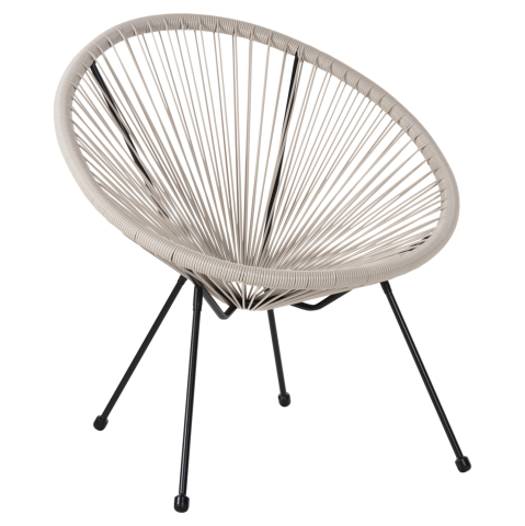 Scaune - Fotolii - ARMCHAIR OUTDOOR NEST-TYPE ACAPULCO HM5872.03 BLACK METAL-SYNTHETIC RATTAN IN ECRU 71x72x80Hcm.