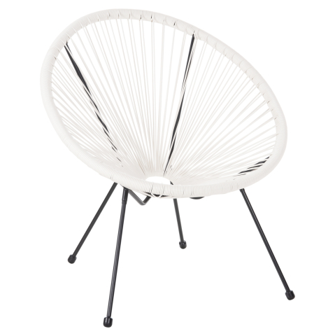 Scaune - Fotolii - ARMCHAIR OUTDOOR NEST-TYPE ACAPULCO HM5872.12 BLACK METAL-SYNTHETIC RATTAN IN WHITE 71x72x80Hcm.