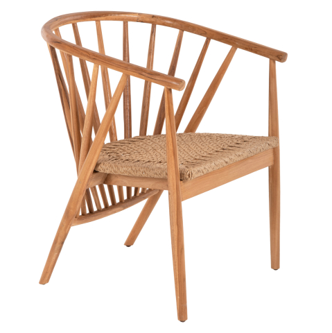 Fotolii - ARMCHAIR PERMAINE HM9825 TEAK WOOD-SYNTHETIC ROPE IN NATURAL COLOR 57.5x59.5x82Hcm.