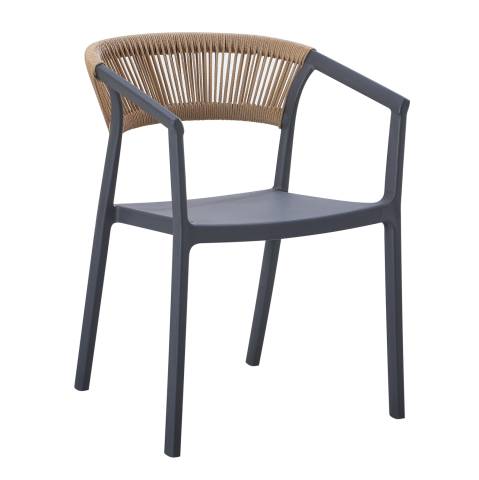 Exterior - ARMCHAIR POLYPROPYLENE BOGI HM6240.10 GREY WITH BEIGE PP ROPE 55x53.5x74Hcm.
