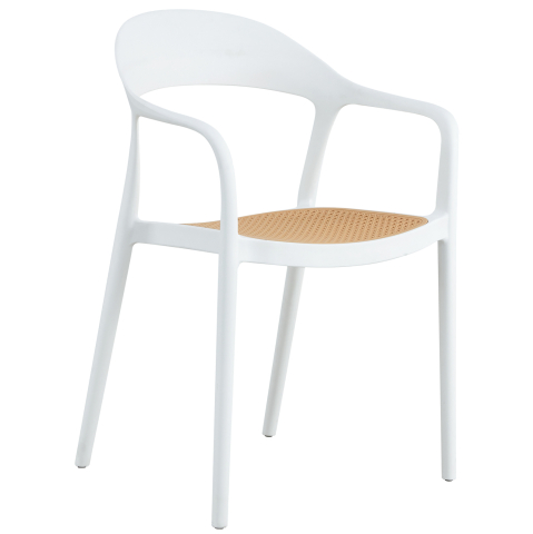 Scaune - Fotolii - ARMCHAIR POLYPROPYLENE CLEO HM5935.01 WHITE-BEIGE 57x53x81Hcm.