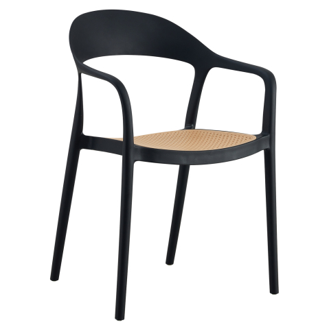 Scaune - Fotolii - ARMCHAIR POLYPROPYLENE CLEO HM5935.02 BLACK WITH BEIGE SEAT 57x53x81Hcm.