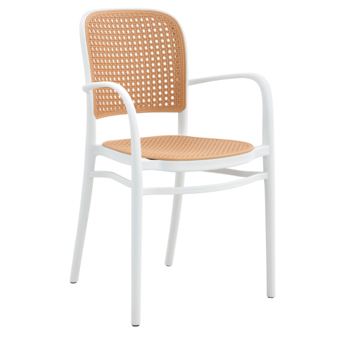Scaune - Fotolii - ARMCHAIR POLYPROPYLENE FLOW HM5938.01 WHITE AND BEIGE 55x53x86Hcm.
