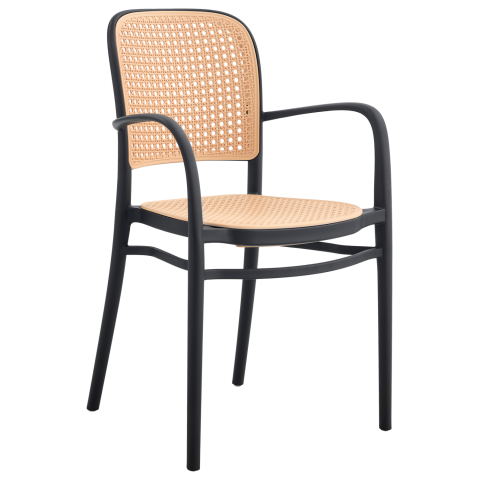 Scaune - Fotolii - ARMCHAIR POLYPROPYLENE FLOW HM5938.02 BLACK AND BEIGE 55x53x86Hcm.