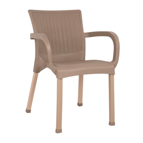 Scaune - Fotolii - Armchair Polypropylene rattan leg Alu HM5591.02 Cappuccino 60x60x82 cm
