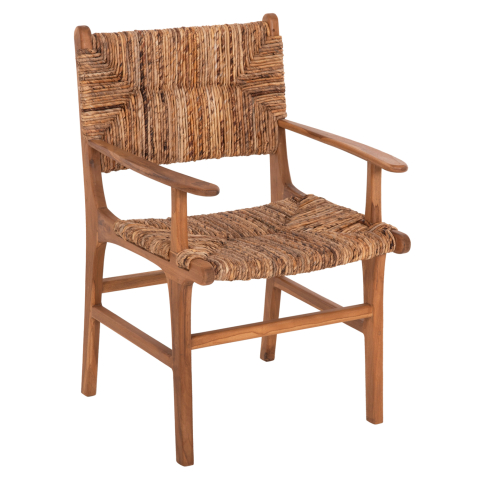 Interior - ARMCHAIR PROFESSIONAL SOL ΗΜ9400.11 SOLID TEAK WOOD AND RUSH-MATT 57.5x59x87H cm.