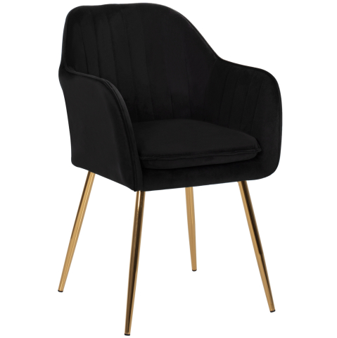 Interior - ARMCHAIR SAWYER HM8523.04 BLACK VELVET AND GOLDEN LEGS 55Χ60Χ83Hcm.