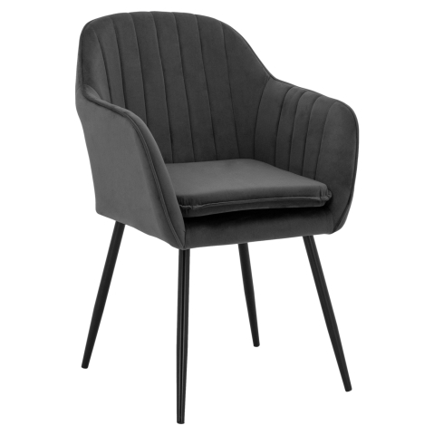 Interior - Armchair Sawyer Velvet Grey with black legs HM8523.11 53x60x76cm