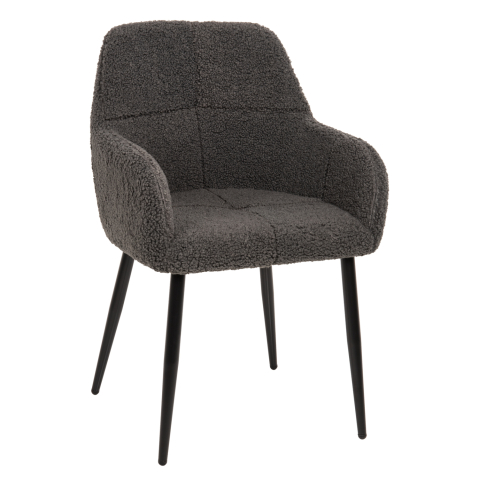 Interior - ARMCHAIR SHELLY HM8591.01 TEDDY FABRIC IN GREY-BLACK METAL LEGS 57x55x87Hcm.