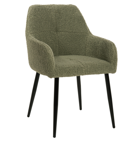 Interior - ARMCHAIR SHELLY HM8591.03 TEDDY FABRIC IN PISTACHIO GREEN-BLACK METAL LEGS 57x55x87Hcm.