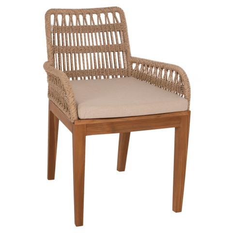 Scaune - Fotolii - ARMCHAIR STARDOM HM9760.01 TEAK WOOD AND ROPE-NATURAL COLOR 57x65x83Hcm.