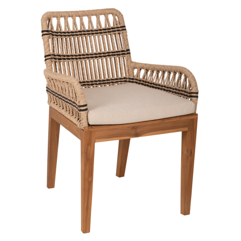 Scaune - Fotolii - ARMCHAIR STARDOM HM9760.02 TEAK WOOD AND ROPE-NATURAL WITH ANTHRACITE DETAILS COLOR 57x65x83Hcm.