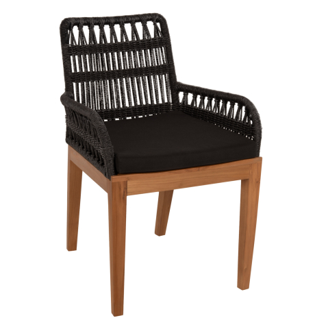 Scaune - Fotolii - ARMCHAIR STARDOM HM9760.03 TEAK WOOD ΙΝ HONEY COLOR AND BLACK ROPE 57x65x83Hcm.