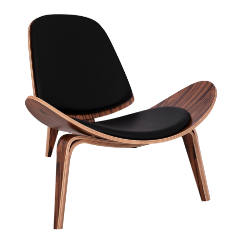 Fotolii - Armchair SUPERIOR PLUS HM1128.01 WALNUT color with black cushion PU 89x83x76H cm