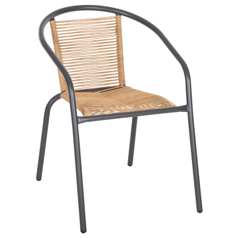 Scaune - Fotolii - ARMCHAIR SWIFTER HM5969.02 METAL IN GREY-SYNTHETIC RATTAN IN NATURAL 54x61x75Hcm.