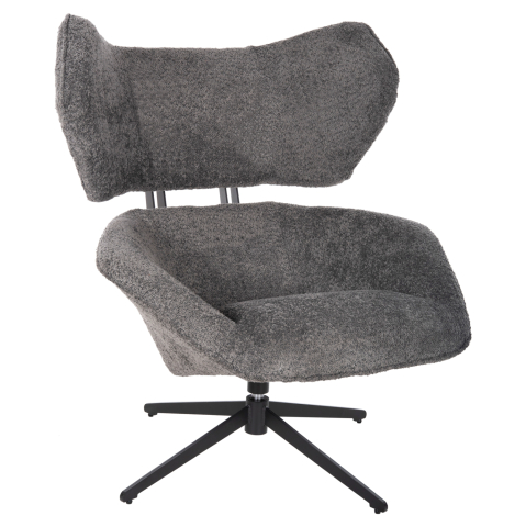 Fotolii - ARMCHAIR SWIVEL BRYLL HM9597.01 GREY BOUCLE-BLACK METAL BASE 86x90x97Hcm.