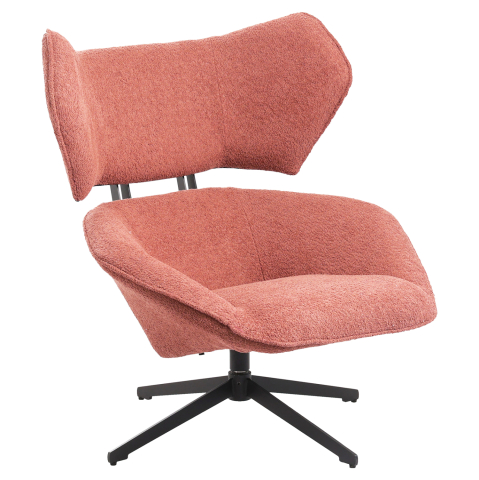 Fotolii - ARMCHAIR SWIVEL BRYLL HM9597.02 PINK BOUCLE-BLACK METAL BASE 86x90x97Hcm.