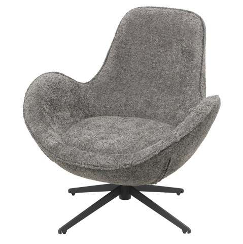 Interior - ARMCHAIR SWIVEL BRYNN HM9594.01 GREY BOUCLE FABRIC-BLACK METAL BASE 86x76x87Hcm.