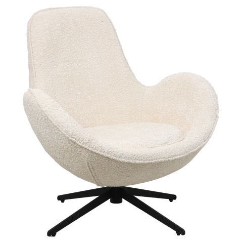 Fotolii - ARMCHAIR SWIVEL BRYNN HM9594.06 ECRU BOUCLE FABRIC-BLACK METAL BASE 86x76x87Hcm.