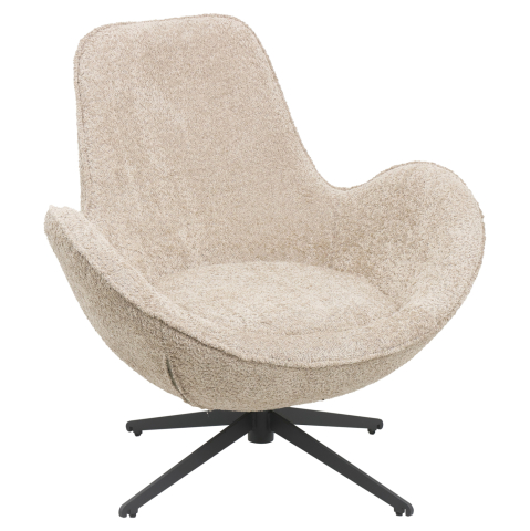 Interior - ARMCHAIR SWIVEL BRYNN HM9594.07 BEIGE BOUCLE FABRIC-BLACK METAL BASE 86x76x87Hcm.