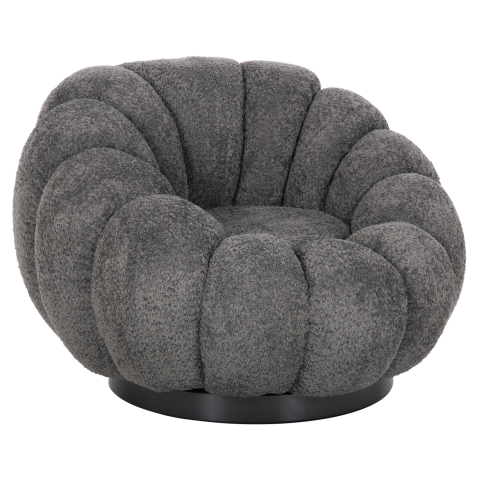 Fotolii - ARMCHAIR SWIVEL GRYMM HM9601.01 GREY BOUCLE-BLACK METAL BASE 95x92x68Hcm.