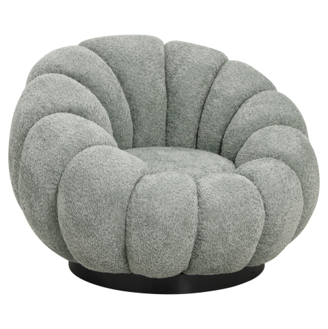 Fotolii - ARMCHAIR SWIVEL GRYMM HM9601.05 PISTACHIO GREEN BOUCLE-BLACK METAL BASE 95x92x68Hcm.